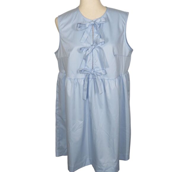 Halara Blue Lightweight Sleeveless Tie Front Babydoll Mini Dress Size Large - Picture 1 of 7
